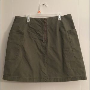 Army Green Zip-Up Mini Skirt